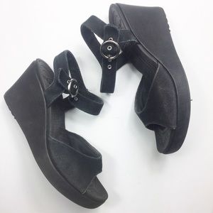 Crocs Black Canvas Open Toe Ankle Sandals